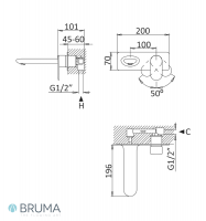 MEDIDAS MONOMANDO LAVABO EMPOTRADO SPRING BRUMA